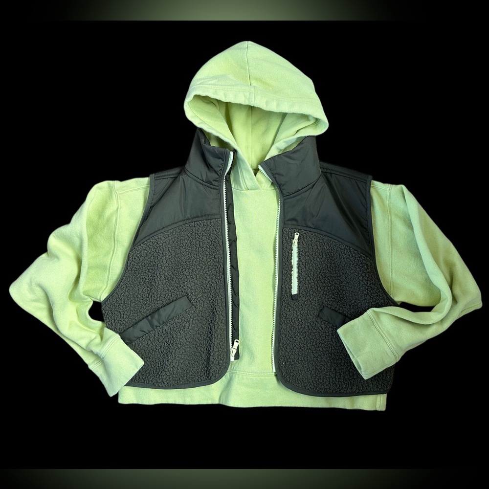 Old Navy Green Cropped Hoodie and Vest